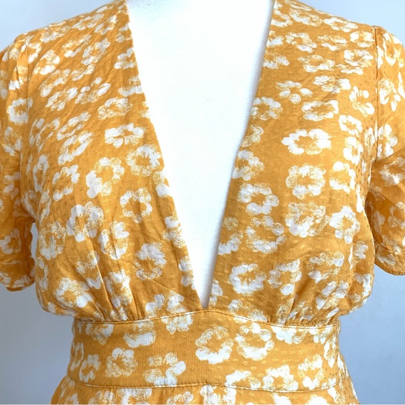Garden Explorer Mustard Yellow Floral Print Mini Dress - Picture 2 of 6
